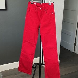 Zara Red Straight Leg Women's Jeans 2